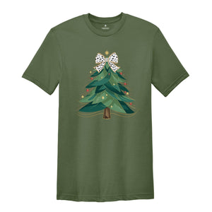 Coquette Christmas Tree, Girly Christmas Tree T-shirt, Christmas Coquette Bow Shirt, Merry Christmas T-shirts