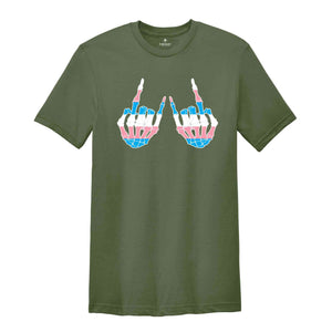 Skeleton Rock Hands Shirt, Trans Pride Shirt, Trans Flag Shirt, Support Trans Kids, LGBTQ Pride Shirt, Pride Ally Shirt, Trans Shirt