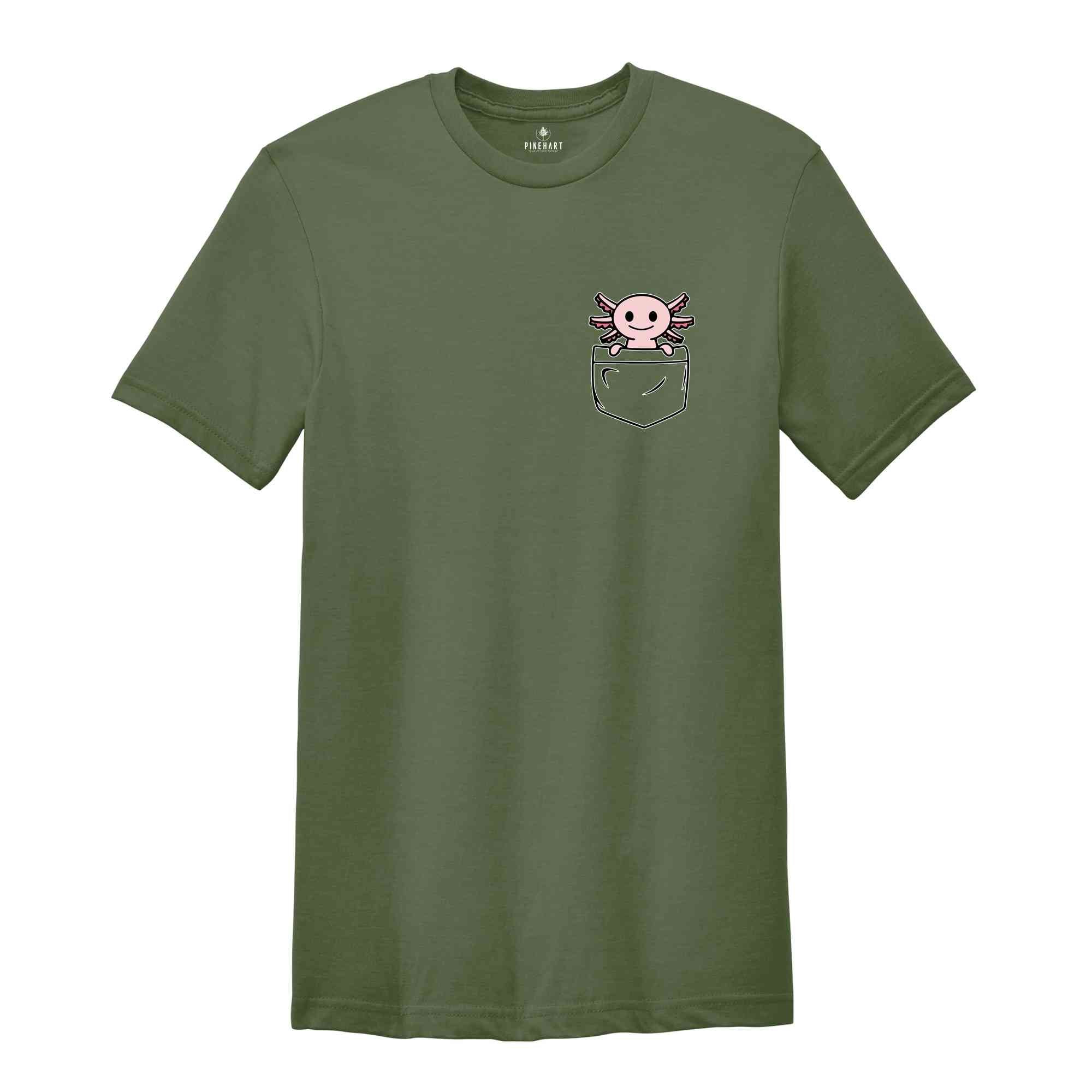 Pocket Axolotl Shirt, Cute Axolotl T-Shirt, Animal Lover Shirt, Axolotl for Gifts, Axolotl Birthday Shirt, Kaawaii Animal shirt