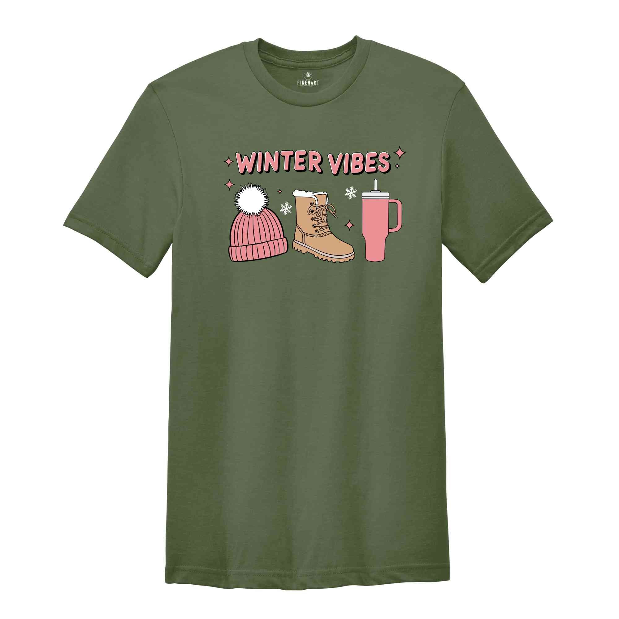 Winter Vibes Shirt, Winter Shirt, Christmas Shirt, Retro Christmas Shirt, Christmas Gift, Holiday Gifts, Fall Shirt, Cute Winter Shirt