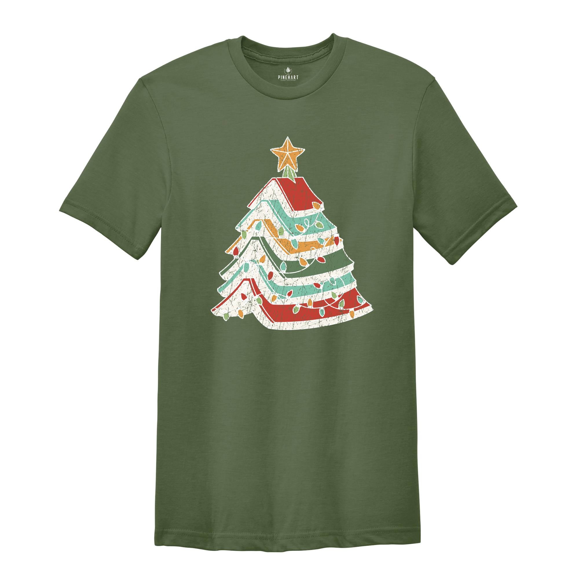 Christmas Books Tree Shirt, Bookish Christmas Shirt, Teacher Christmas Tee, Christmas Book Lover Shirt, Holiday Teacher Gifts