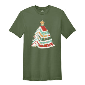 Christmas Books Tree Shirt, Bookish Christmas Shirt, Teacher Christmas Tee, Christmas Book Lover Shirt, Holiday Teacher Gifts