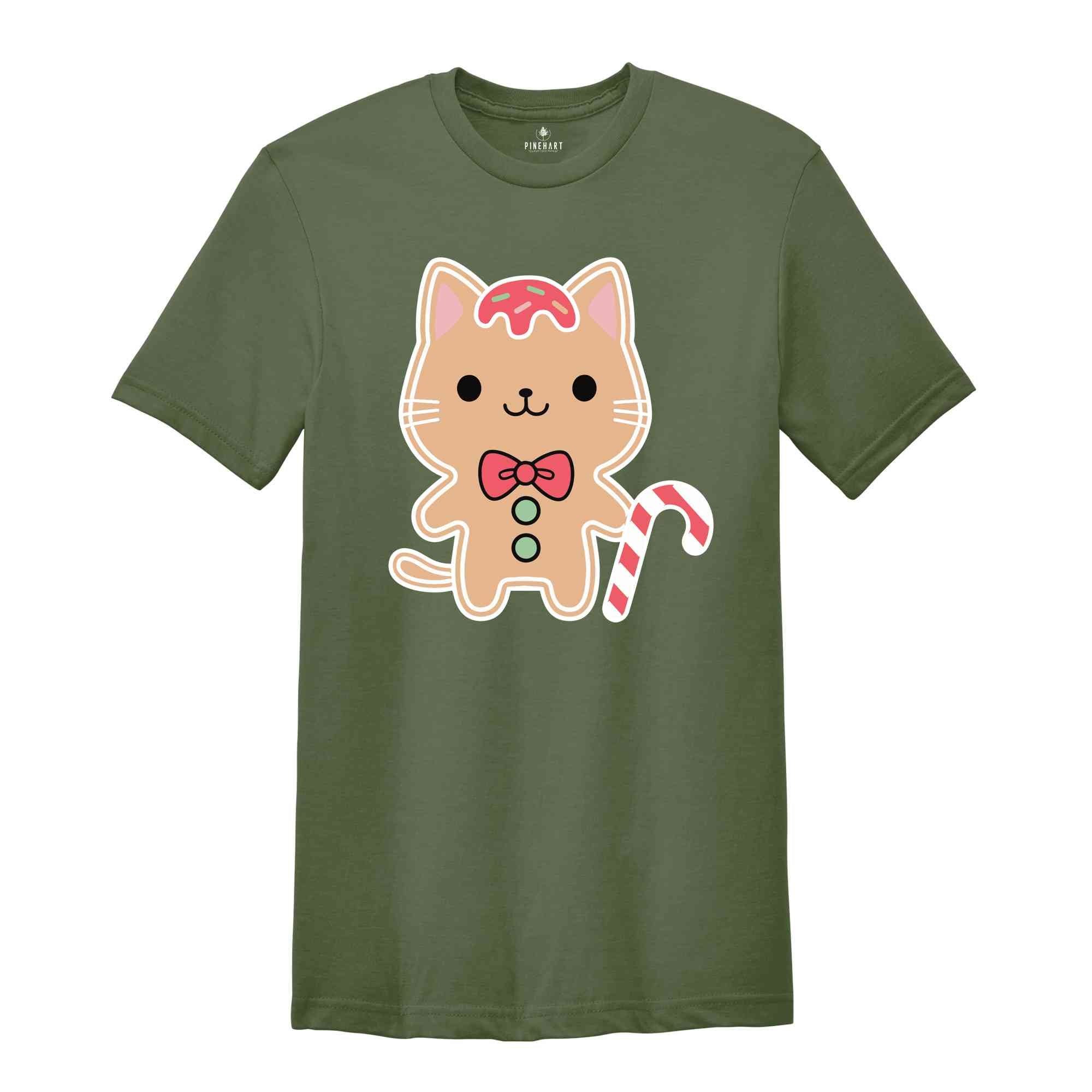 Gingerbread Cat Shirt, Meowy Christmas, Christmas Shirt, Christmas Gift, Funny Christmas Tee, Christmas Party Tee