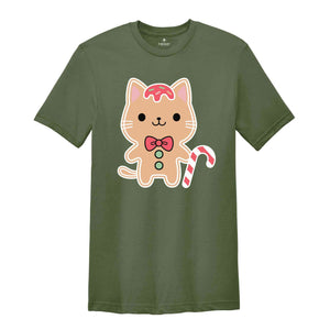 Gingerbread Cat Shirt, Meowy Christmas, Christmas Shirt, Christmas Gift, Funny Christmas Tee, Christmas Party Tee