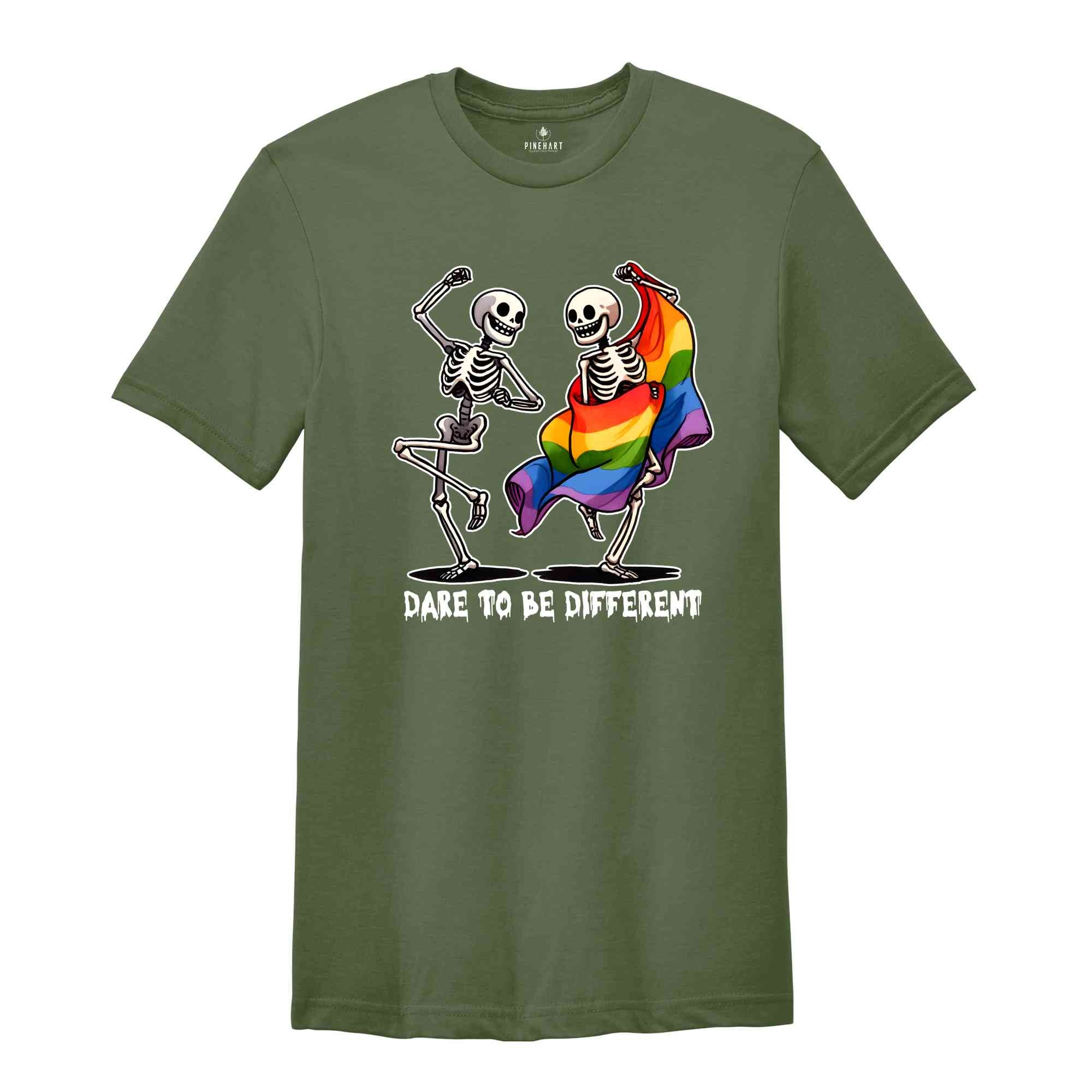 Dare To Be Different Shirt, Skeleton Shirt, Human Rights Shirt, Love Is Love Shirt, LGBTQ Pride Shirt, Pride Ally Shirt, Trans Pride Shirt