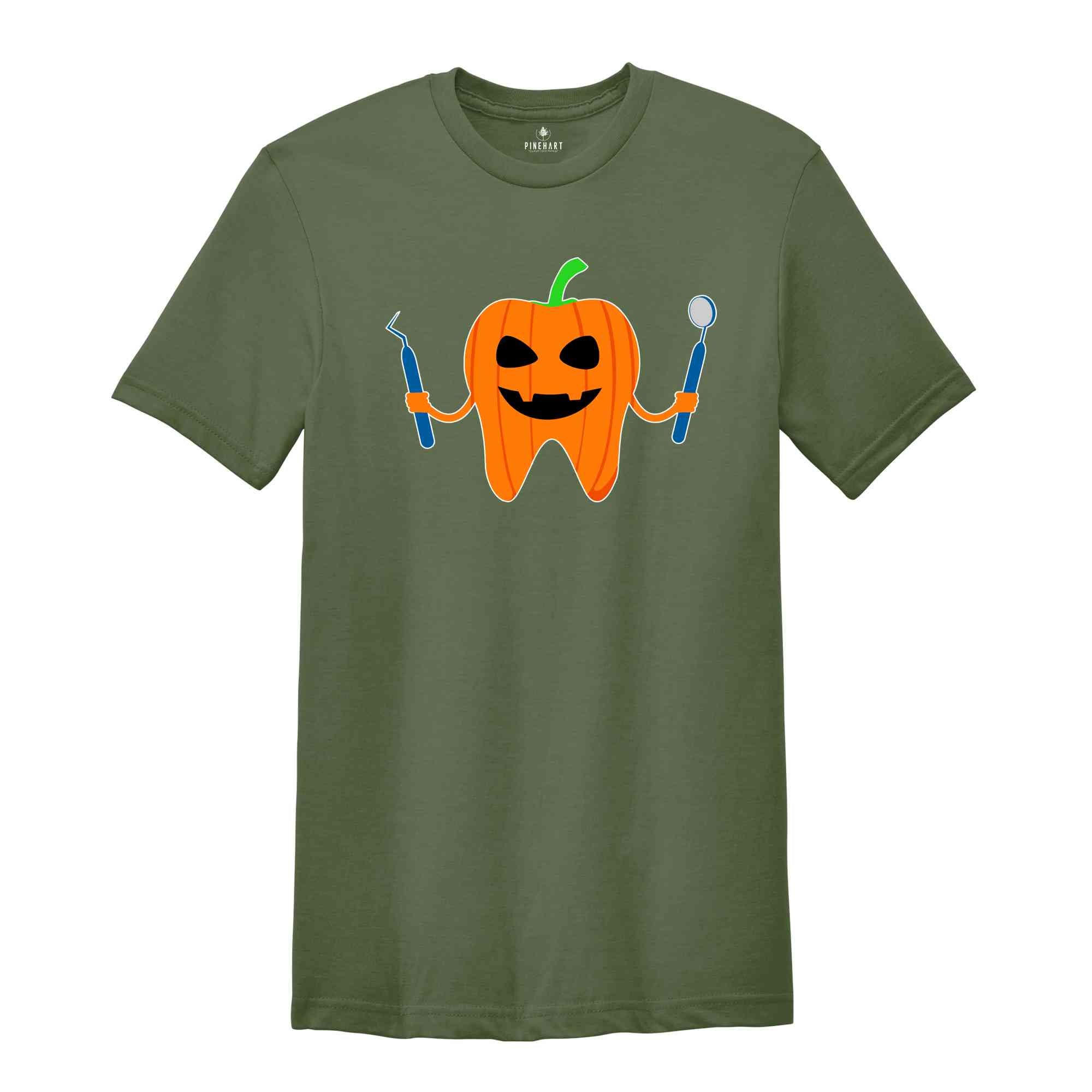 Pumpkin Tooth Shirt, Happy Halloween Tooth, Halloween Dental T-Shirt, Pumpkin Teeth Tooth Shirt, Dental Apparel