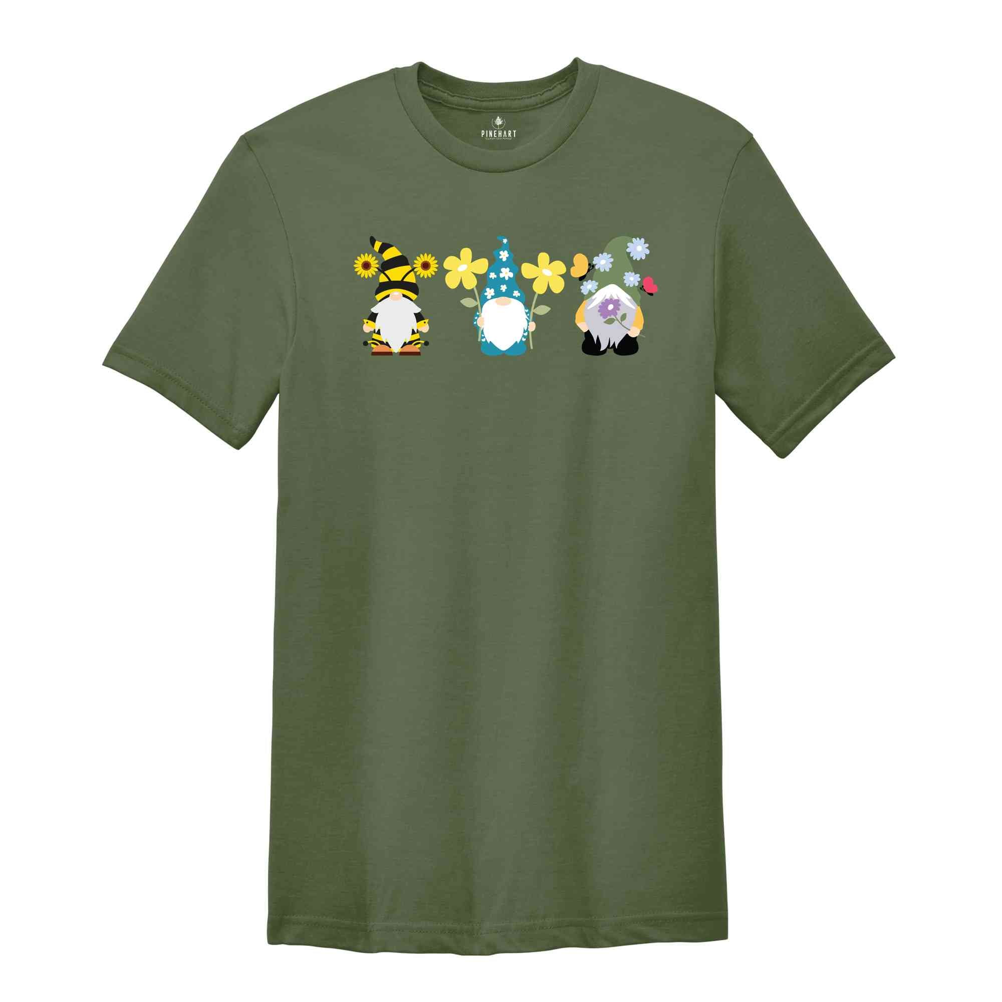 Spring Gnome T-Shirt, Cute Gnome Shirt, Butterfly Gnomes Shirt, Floral Shirt, Summer Shirts, Spring Season Tee