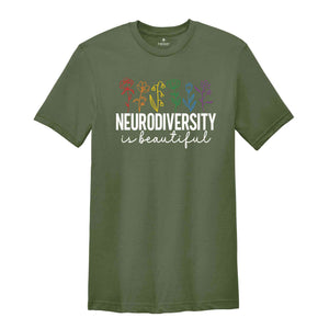 Neurodiversity Is Beautiful Shirt, Autism Awareness Gift, Autism Tee, ABA Shirt, Sped Teacher Tee, Dyslexia Tee, ADHD Shirt, Rainbow Floral