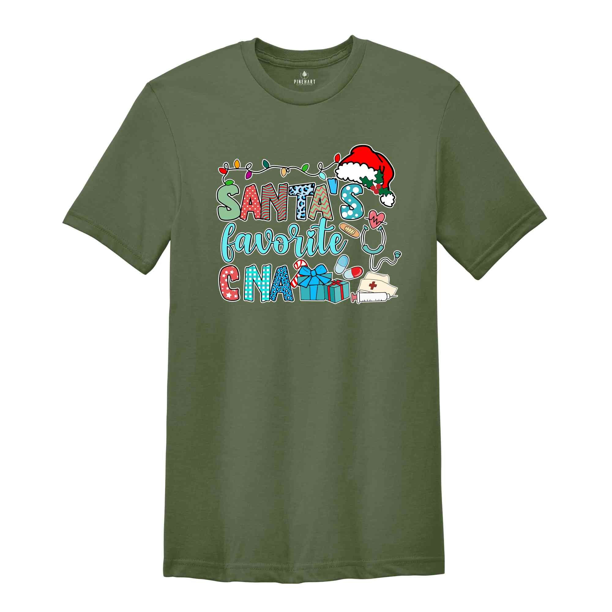 Santa's Favorite CNA Shirt, Nurse Assistant Shirt, Gift for Nurse, CNA Gift, Christmas Gift, Gift for Mom, Nursing Life Shirt