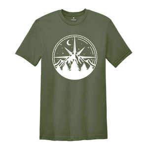 Compass Shirt, Mountain Shirt, Hiking Shirt, Outdoor Shirt, Camper Gift, Nature Lover Gift, Traveler Shirt, Nature Lover Shirt, Camping Tee