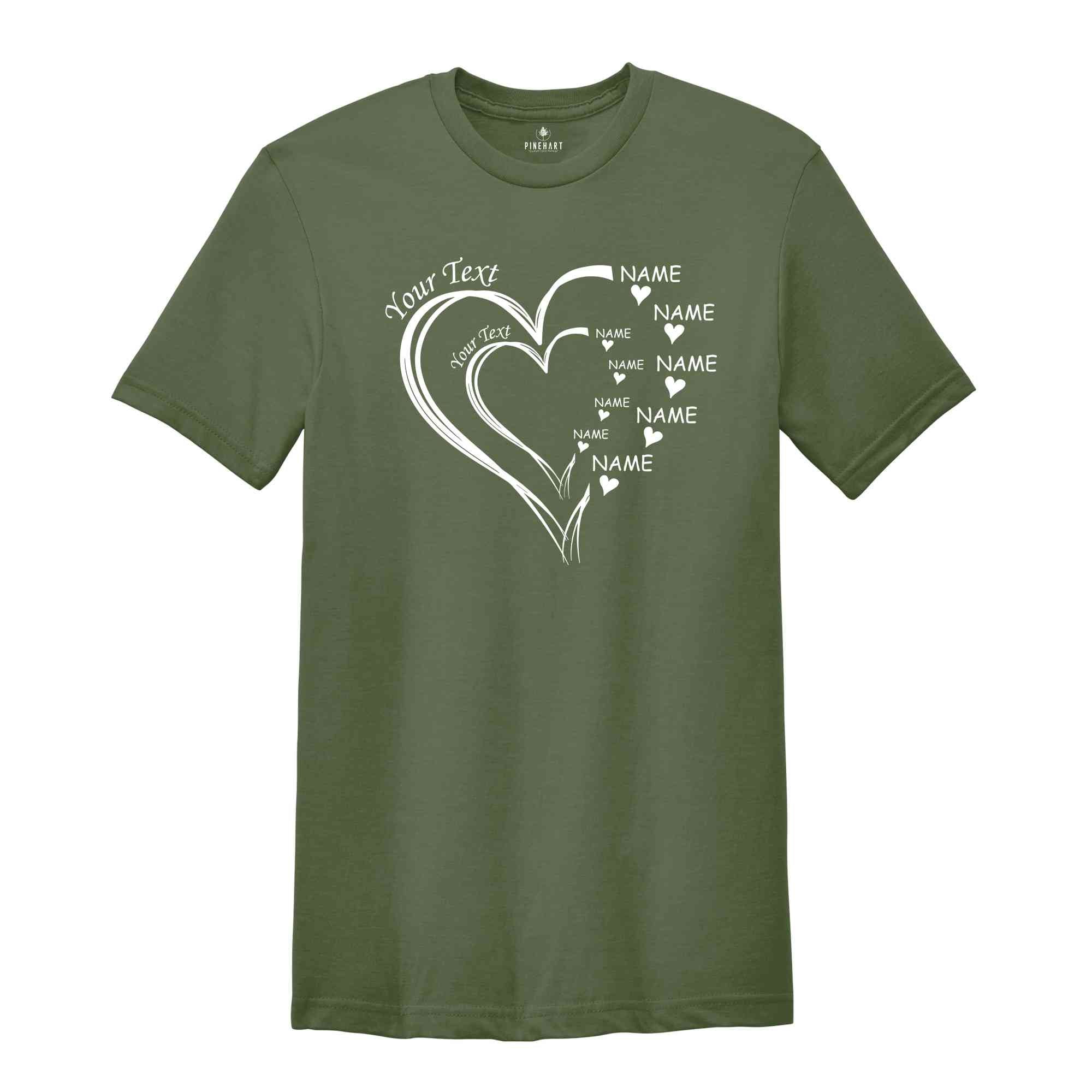 Custom Heart Grandkid Name, Custom Heart Momkid Shirt, Mother's Day Shirt, Personalized Mom Day Gift, Mama Shirt, Mom Heart Shirt