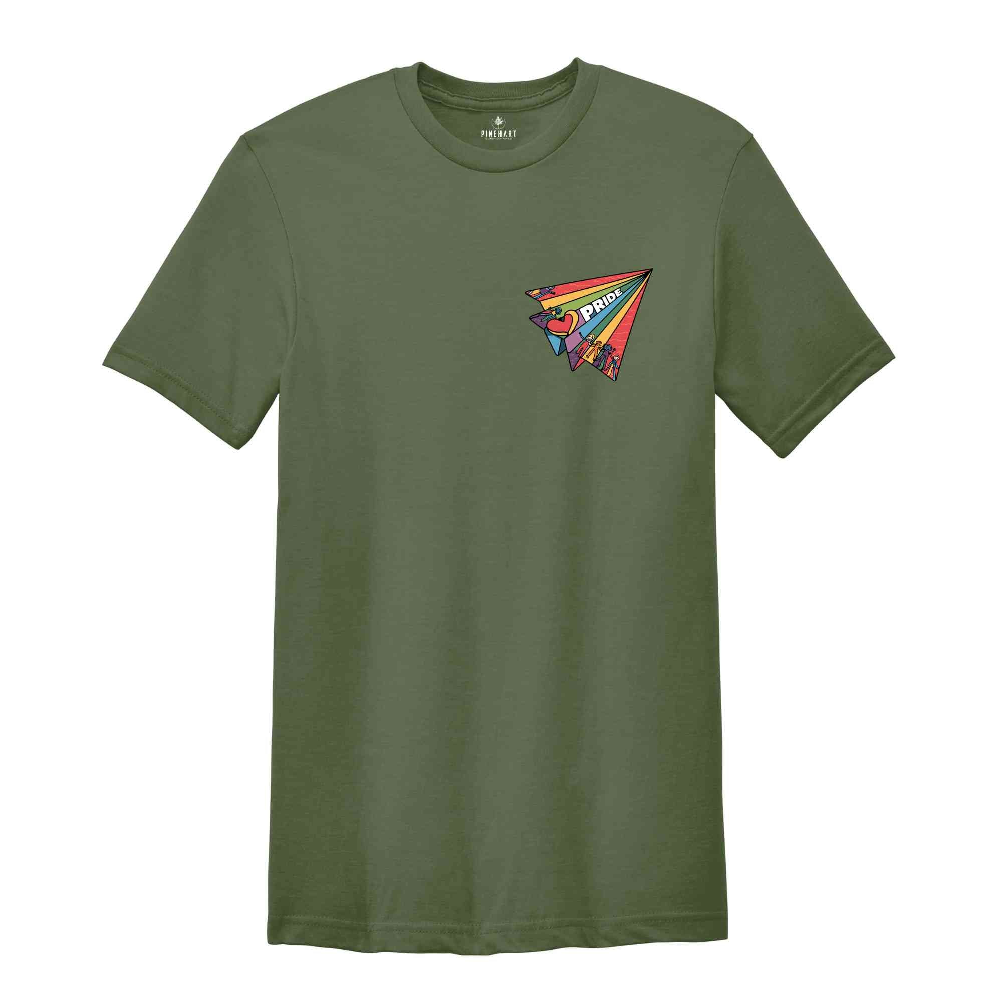 Pocket LGBT Shirt, Pride Paper Plane, LGBT Flag Shirt, Bisexual Shirt, Straight Ally, Lesbian T-Shirt, Rainbow Shirt, Gay Pride Shirt