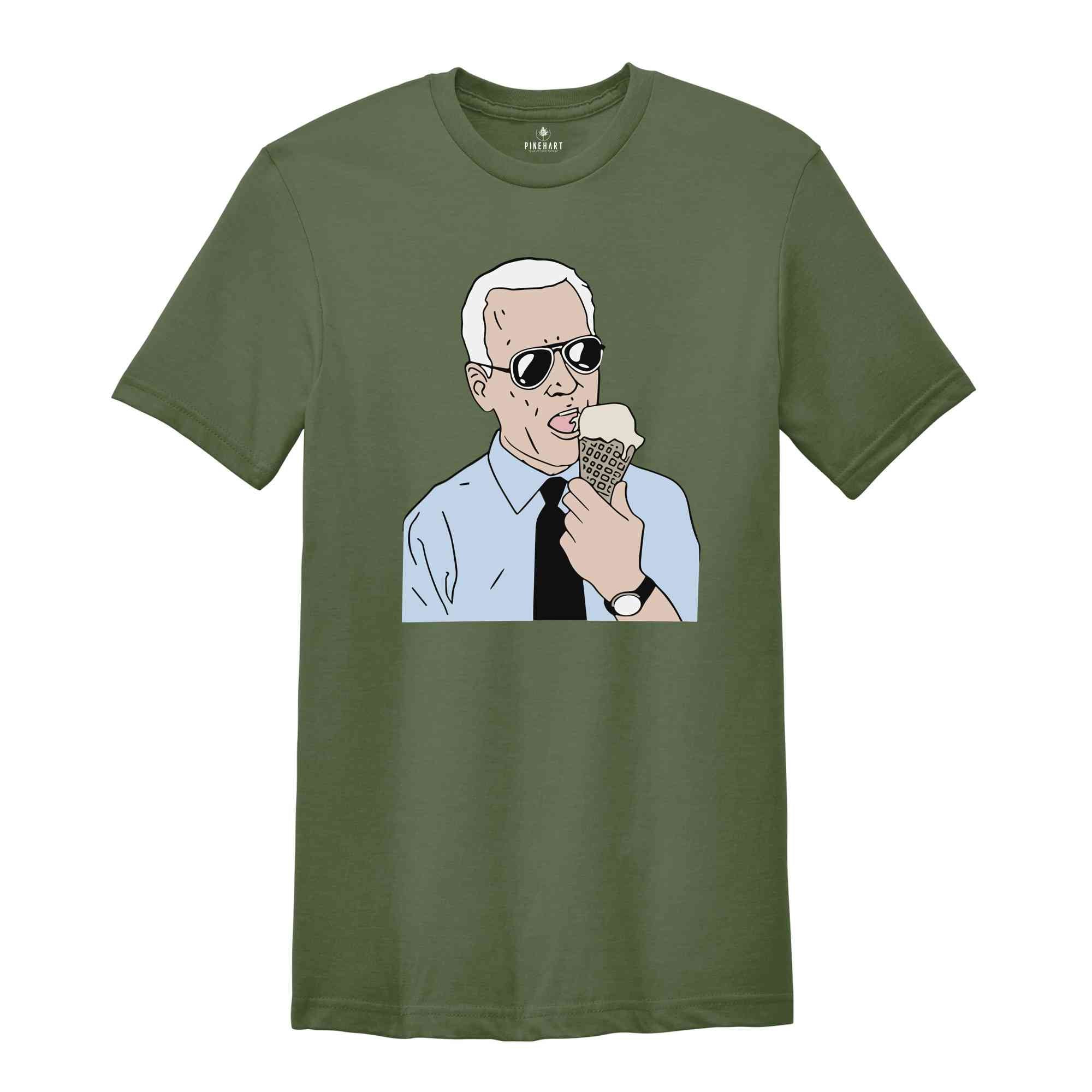 Joe Biden Eating Ice Cream T-Shirt, Biden Shirt, Political Tee, Ice Cream Tee, Joe Biden Conservative Shirt