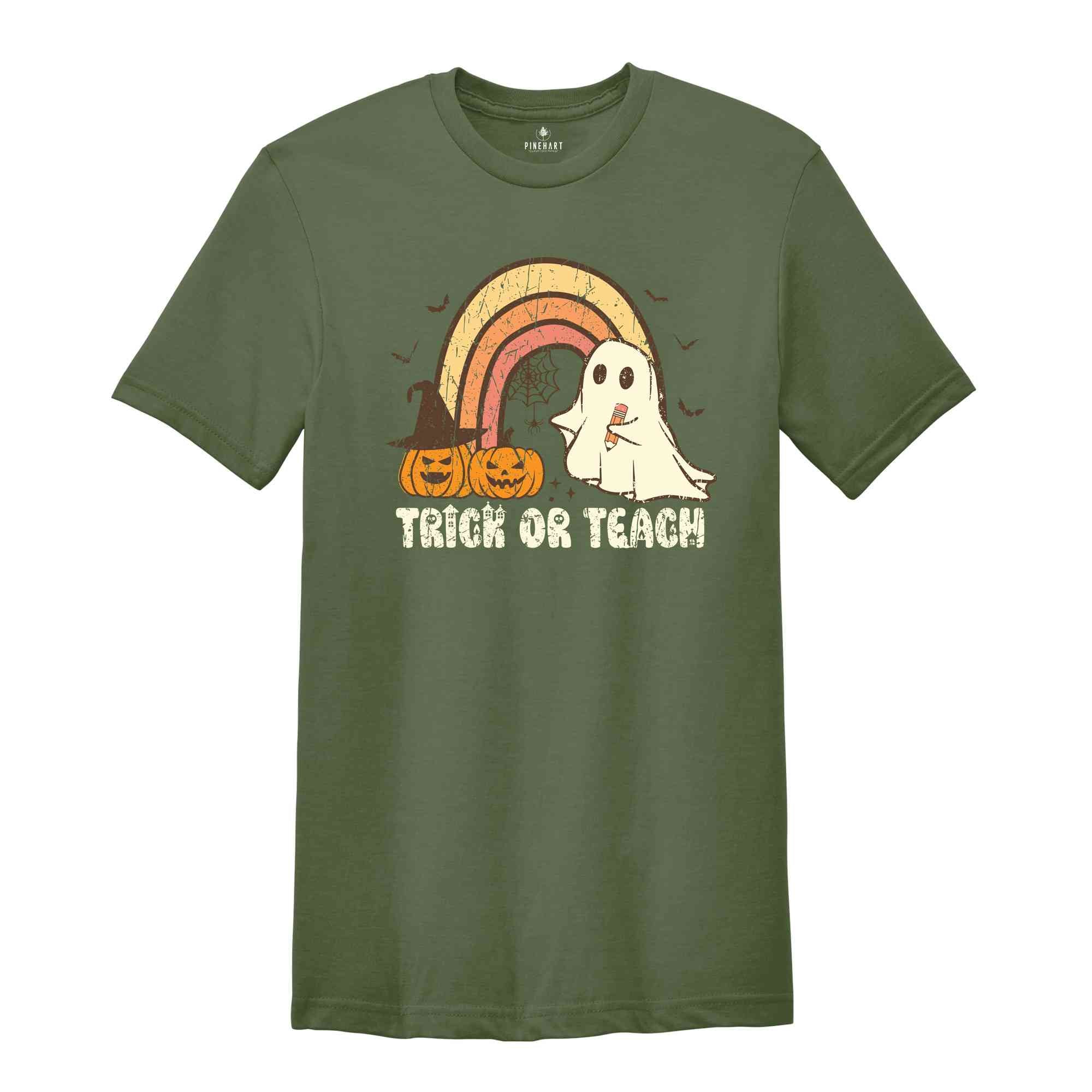 Trick Or Teach T-Shirt, Teacher Halloween Shirt, Spooky Teacher Tee, Teacher Gifts, Funny Teacher Ghost Shirt, Halloween Gifts