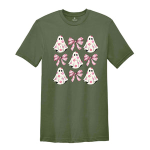 Coquette Halloween Shirt, Coquette Pink Bow Ghost, Cute Ghost Shirt, Pink Coquette Halloween Shirt, Pink Spooky Vibes Shirt