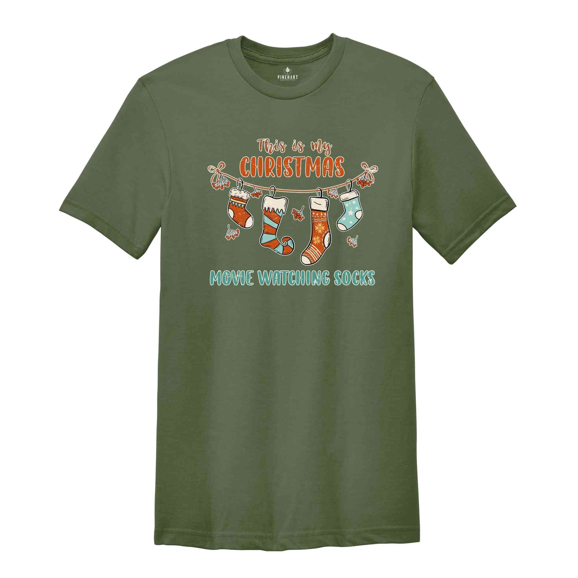 This Is My Christmas Movie Watching Socks Shirt, Christmas Party Shirt, Holiday Shirt, Family Reunion, Most Wonderful Time, Xmas Shirt