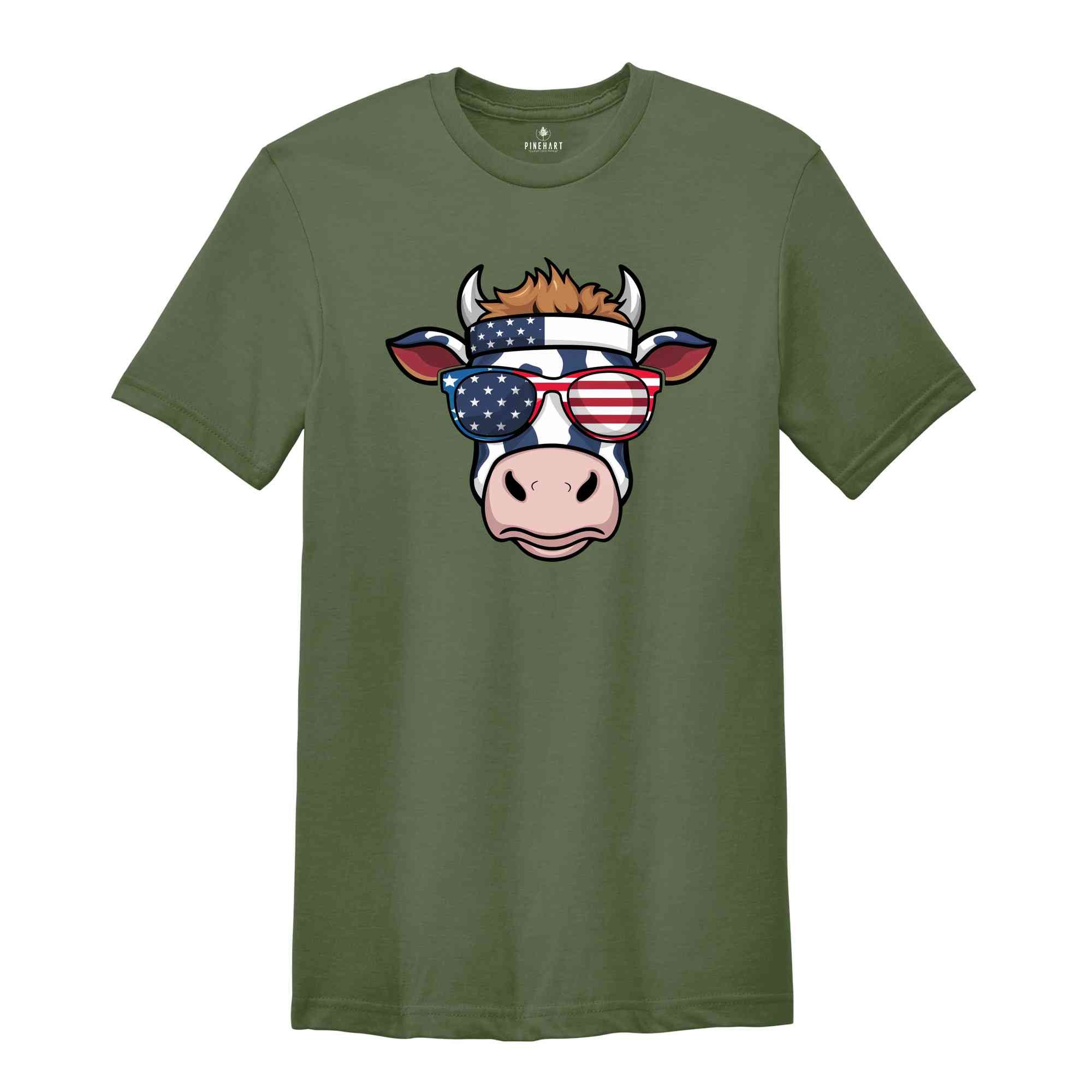 Oh My Stars Cow Shirt, Highland Cow shirt, Highland Cow With 4th July, American Flag Shirt, Fourth Of July Tee, Independence Day