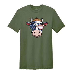 Oh My Stars Cow Shirt, Highland Cow shirt, Highland Cow With 4th July, American Flag Shirt, Fourth Of July Tee, Independence Day