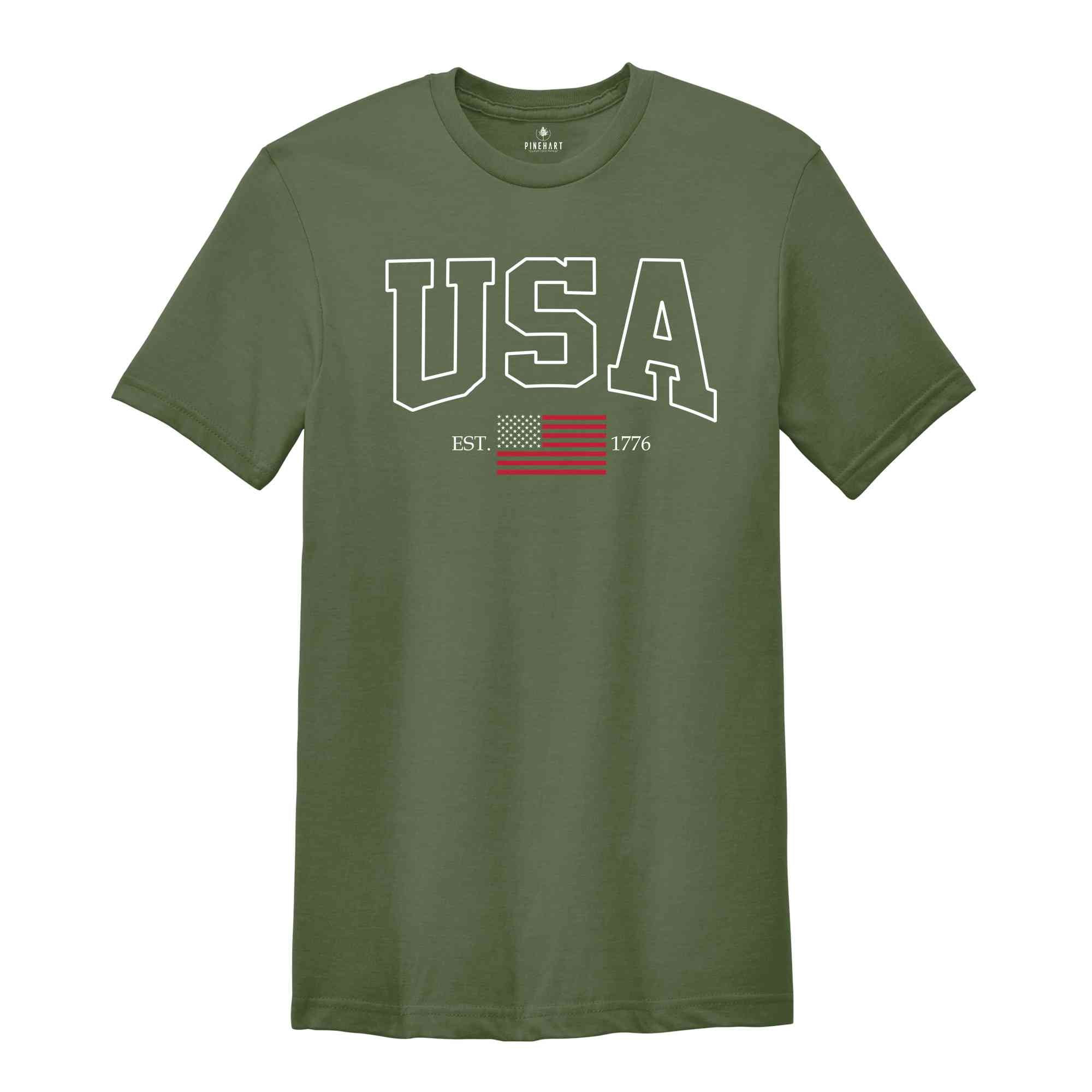 USA Flag Est 1776 Shirt, Patriotic Fourth Of July T-Shirt, American Flag Shirt, 4th Of July Gifts, Independence Day Shirts