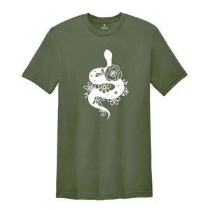 Cool Snake Shirt, Animal T-Shirts, Flower Shirt, Floral Snake Shirt, Aesthetic Reptile T-Shirt, Nature Lover Gifts