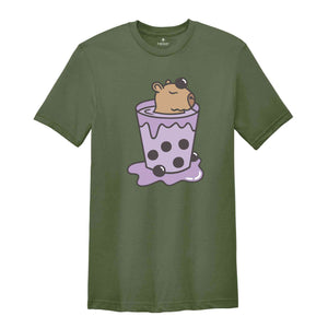 Cute Capybara T-Shirt, Capybobara Shirt, Capybara Lover T-Shirt, Capybara In A Cup Tee, Boba Tea Lover Shirt