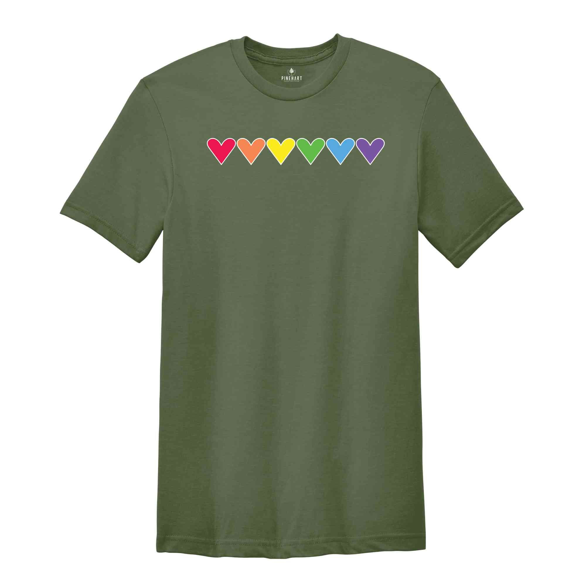 Hearts Pride Shirt, Pride Shirt, Gay Shirt, Pride Flag Shirt, Lesbian Shirt, Gay Pride Shirt, LGBTQ Shirt, Pride Month Shirt, LGBT Heart