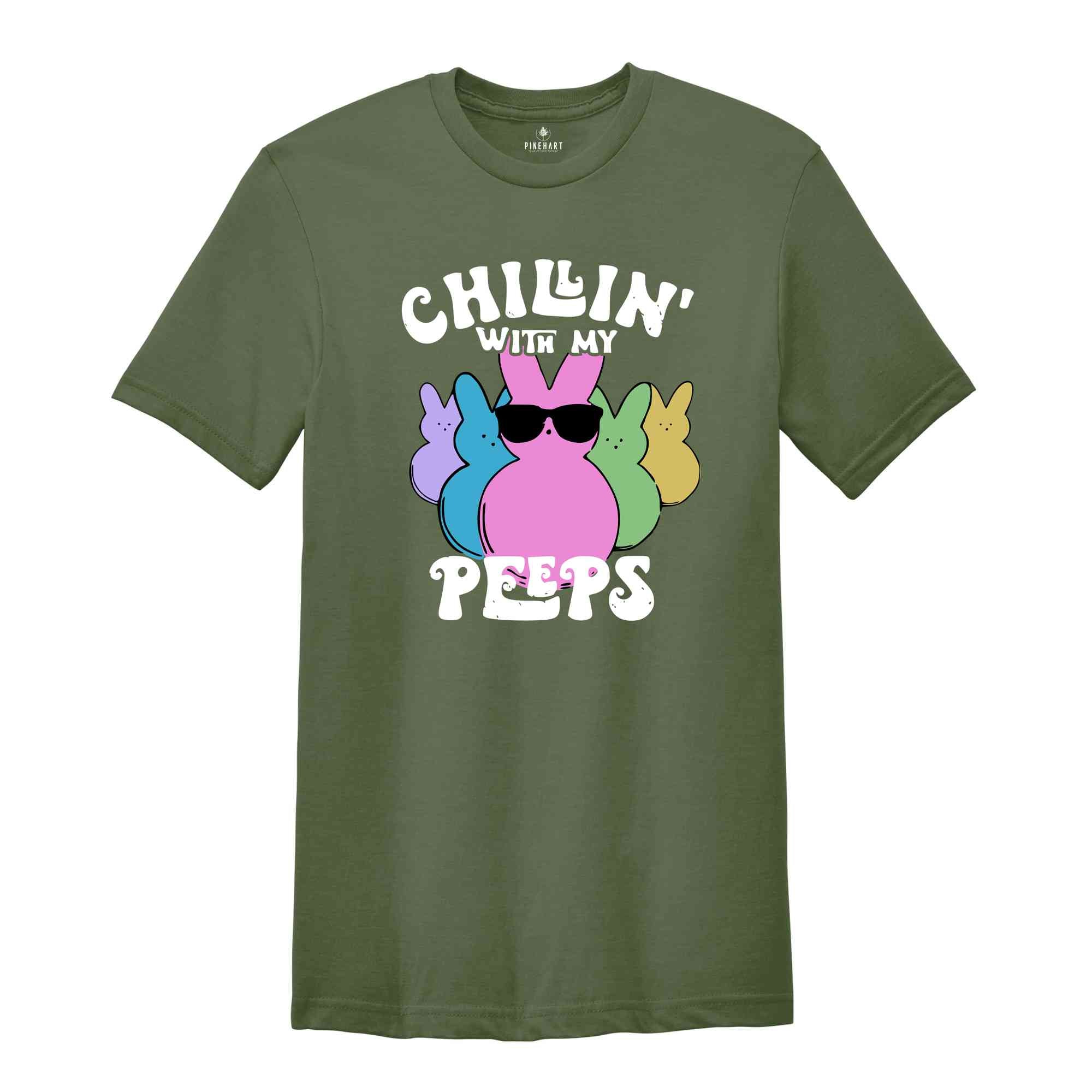 Chillin’ With My Peeps Shirt, Retro Easter Shirt, Easter Shirt, Cute Easter Shirt, Bunny Shirt, Easter 2024 shirt, Trendy Easter