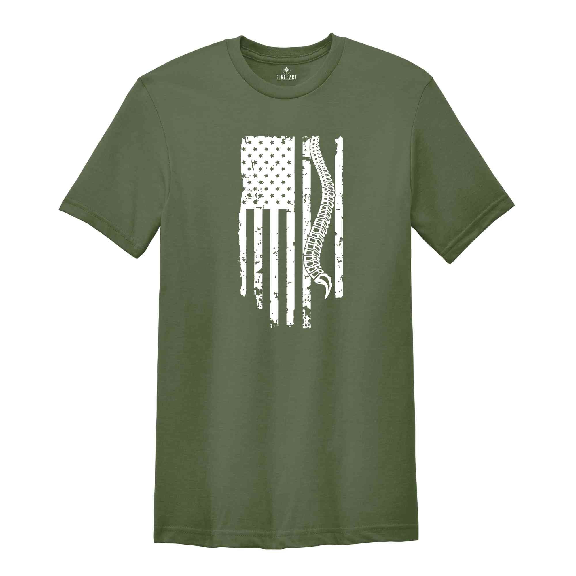 Chiropractor USA Flag Shirt, Patriotic Shirt, American Flag Spine Shirt, Chiropractic Gift, Physical Therapist, Chiropractic Student Tee