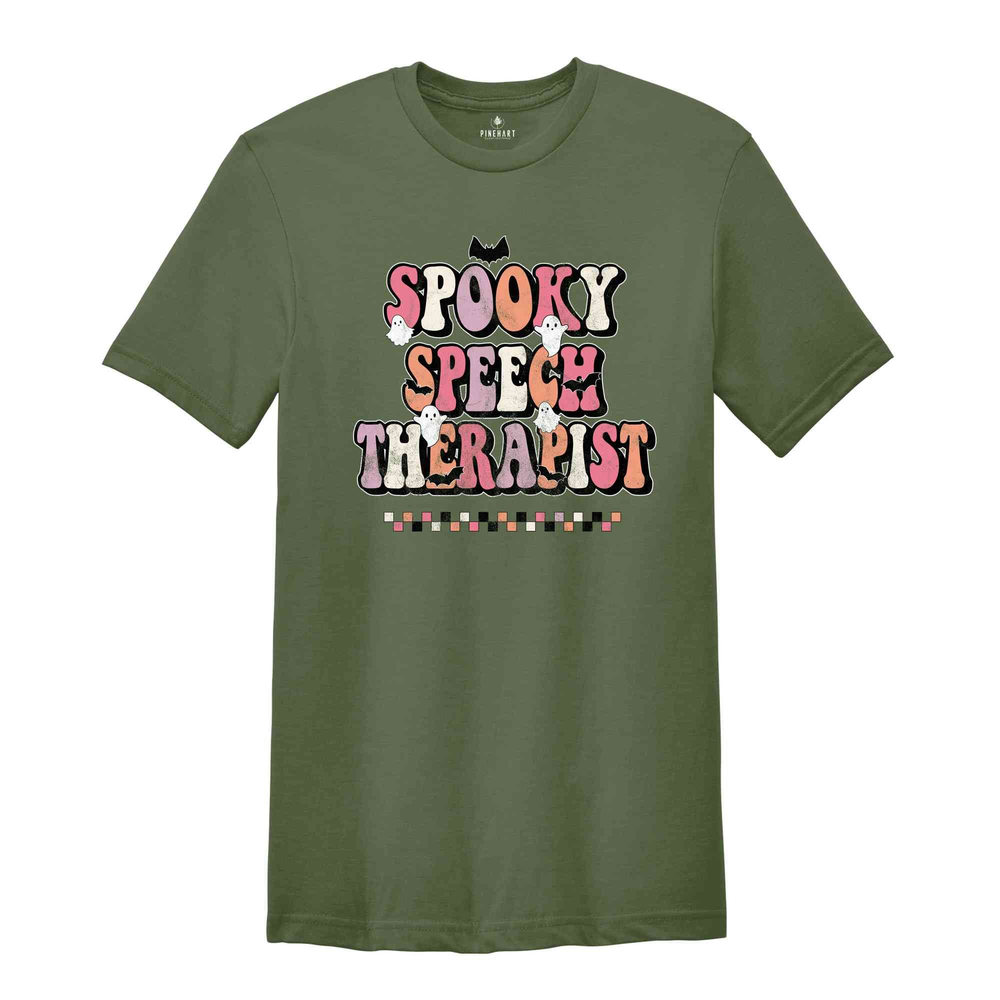 Spooky Speech Therapist Shirt, Colorful Spooky Halloween Shirt, Matching Halloween Speech Therapist Shirt