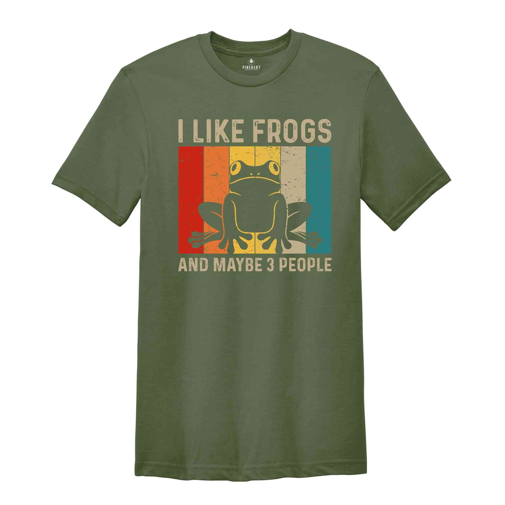 I Like Frogs and Maybe 3 People Sunset Shirt, Frog Shirt, Retro Vintage Tee, Animal Lover, Frog Lover Shirt, Frog Gifts, Frogs Tee,