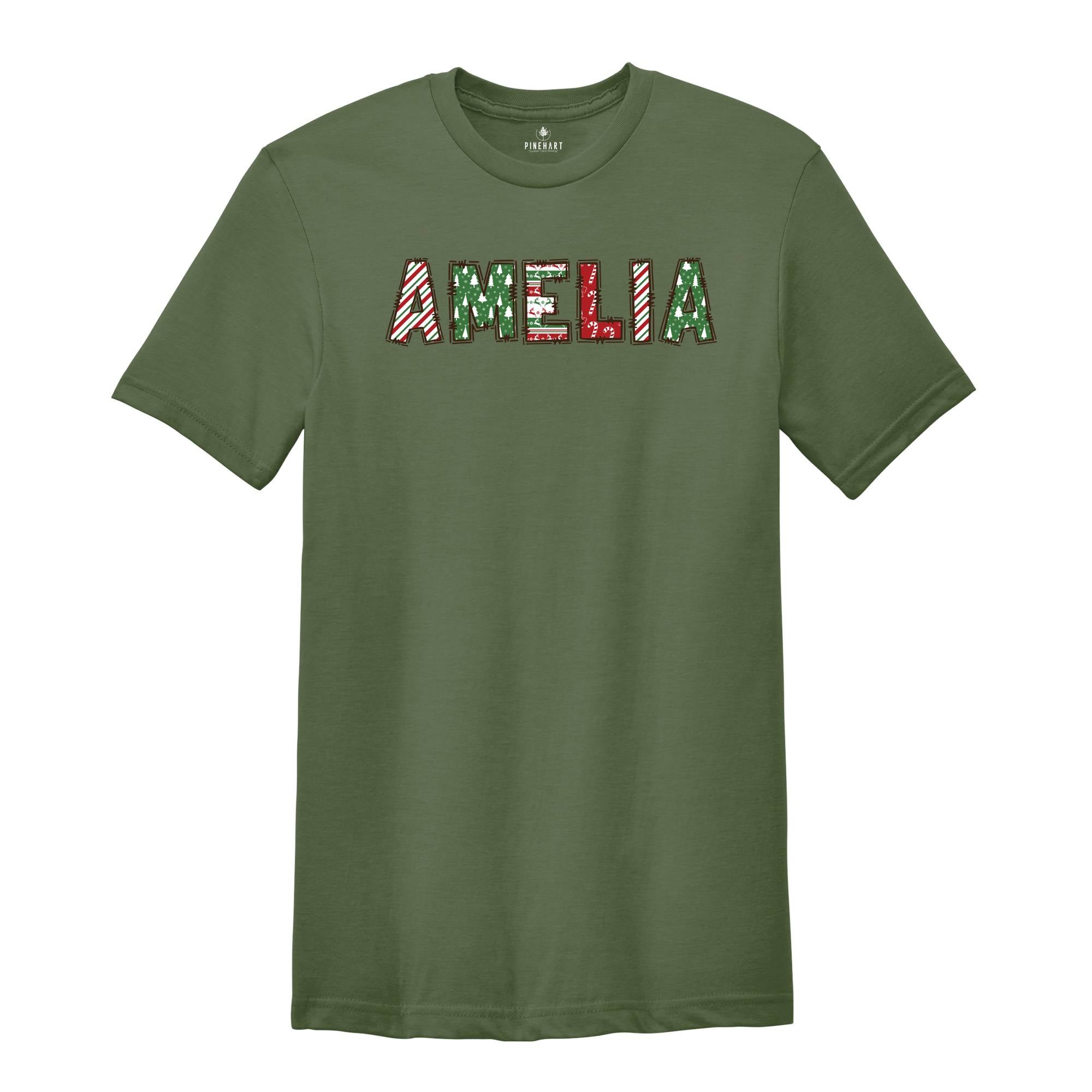 Custom Christmas Name Shirt, Christmas Crew Shirt, Christmas Pajamas Shirt, Christmas Shirt, Custom Name Xmas Shirt, Christmas Letters Tee