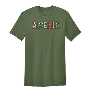 Custom Christmas Name Shirt, Christmas Crew Shirt, Christmas Pajamas Shirt, Christmas Shirt, Custom Name Xmas Shirt, Christmas Letters Tee