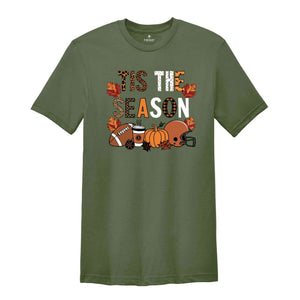 Tis The Season Shirt, Fall Vibes Shirt, Leopard Shirt, Fall Lover Gift, Good Vibes Shirt, Football Season Shirt, Cute Football Shirt