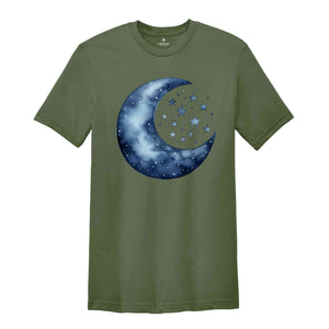 Moon and Stars Shirt, Boho Summer Shirt, Spring Break Tee, Celestial Shirt, Spiritual Shirt, Aesthetic Moon Shirt