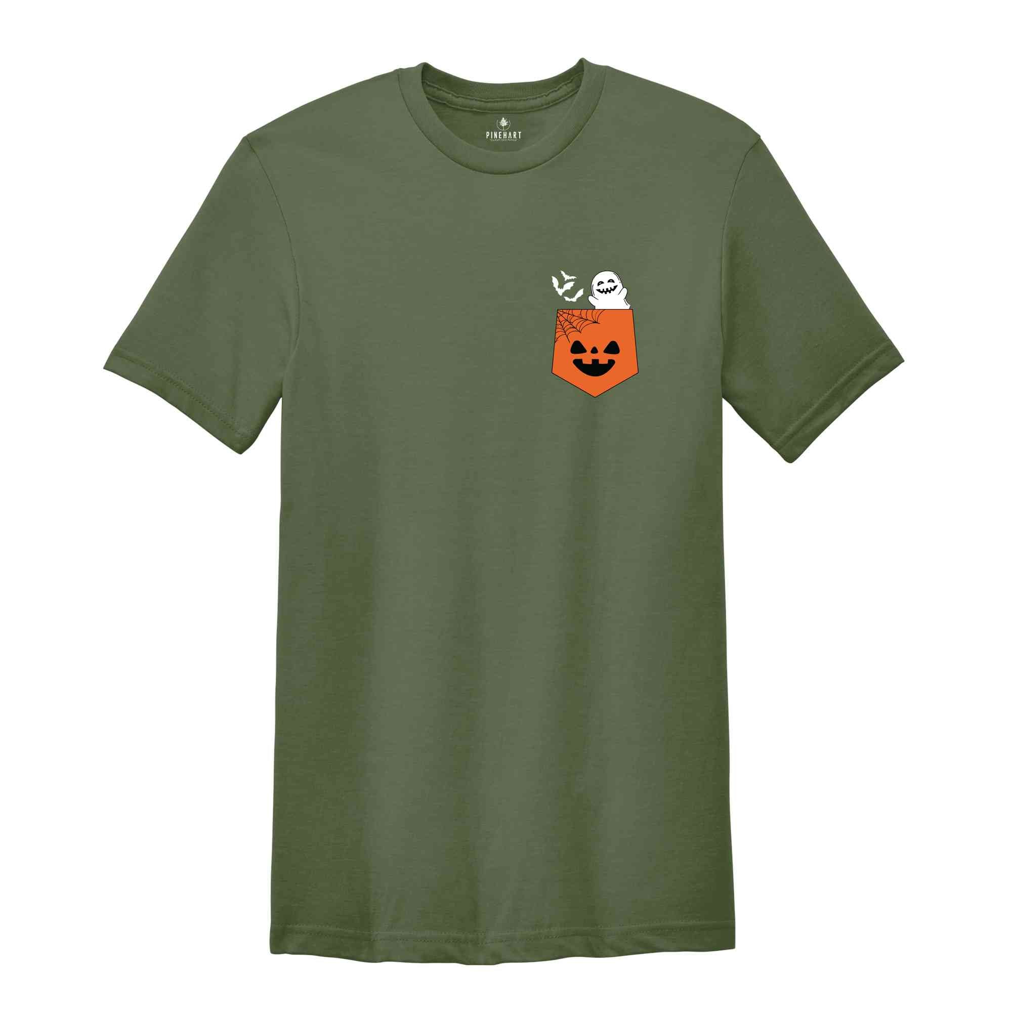 Pocket Ghost Shirt, Ghost Shirt, Spooky Ghost Halloween Shirt, Spooky Pocket Ghost Shirt, Funny Ghost Shirt, Ghost Vibes Shirt, Bats Shirt