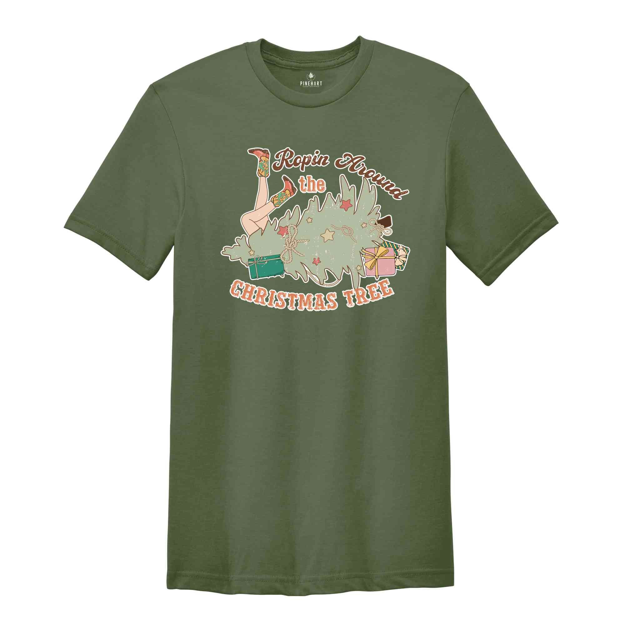 Ropin Around The Christmas Tree Shirt, Christmas Shirts, Funny Christmas, Christmas Gifts, Christmas Women Shirt