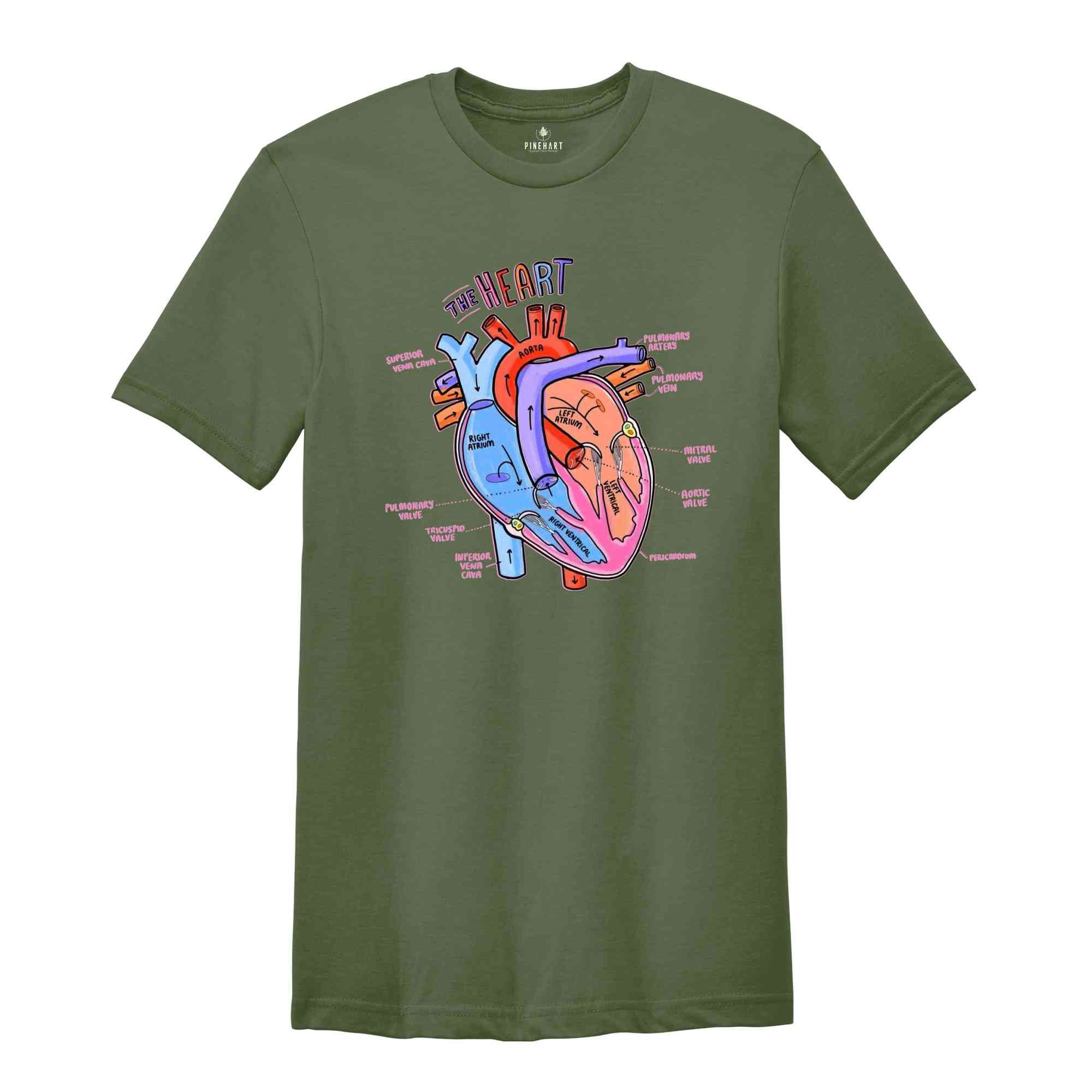 Heart Anatomy Shirt, Nurse Shirt, Anatomy Shirt, Cardiac Nurse Shirt, Cardiologist Anatomical Heart Shirt, Nursing Student,Heart Nurse Shirt