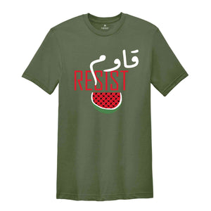 Resist T-Shirt, Stand With Palestine Tee, Stop The Genocide Shirt, Support Palestine Shirt, Free Gaza Tee, Watermelon Palestine Shirt