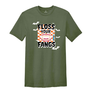 Floss Your Fangs T-Shirt, Dental Halloween Shirt, Funny Dental Shirt, Halloween Gifts For Dentists, Spooky Season Tee