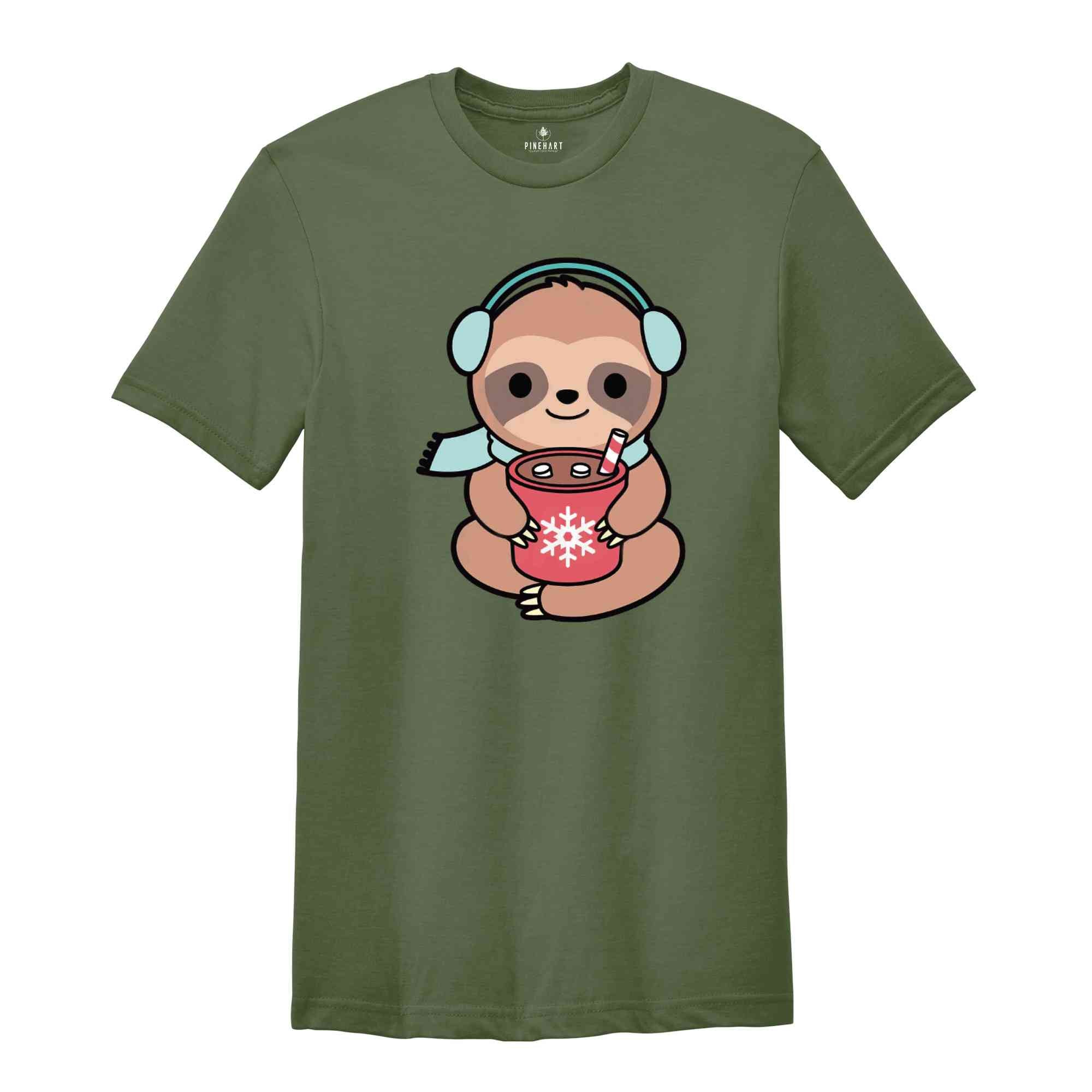 Christmas Kawaii Sloth Shirt, Cute Sloth Shirt, Sloth Lover Shirt, Holiday Apparel, Sloth Christmas Shirt, Merry Slothmas Shirt