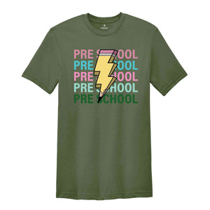 Pre School Pencil Shirt, Pencil Bolt Shirt, Retro Shirt, Back To School Shirt, School Shirt, Teacher Shirt, Pencil Shirt, Teacher Gift