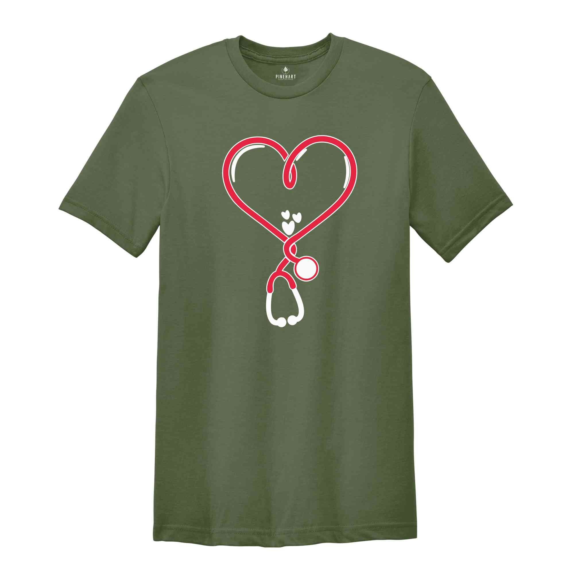 Valentine's Day Stethoscope Shirt, Valentine Nurse Tee, Valentine Doctor Tshirt, Heart Stethoscope, Valentine Day Nurse Gift