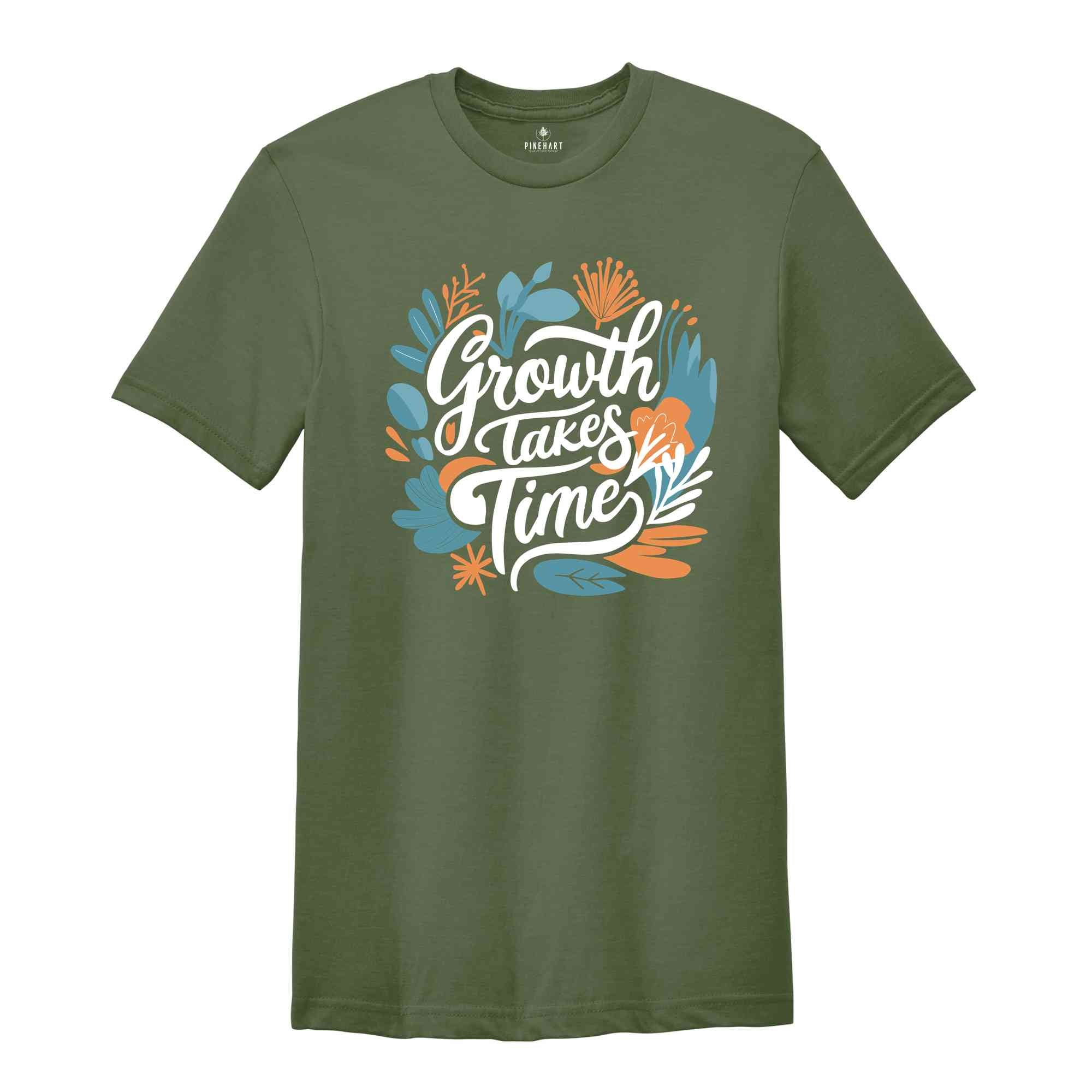 Growth Take Time Wildflower shirt, Wild Flowers Shirt, Floral Shirt, Flower Shirt, Bohemian Style Shirt, Inspirational Motivational Shirt