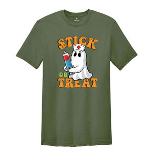 Stick Or Treat Shirt, Halloween Nurse Shirt, Nursing Shirt, Spooky Nurse Shirt, Funny Halloween Shirt, Cute Ghost Shirt, Nurse Ghost Shirt