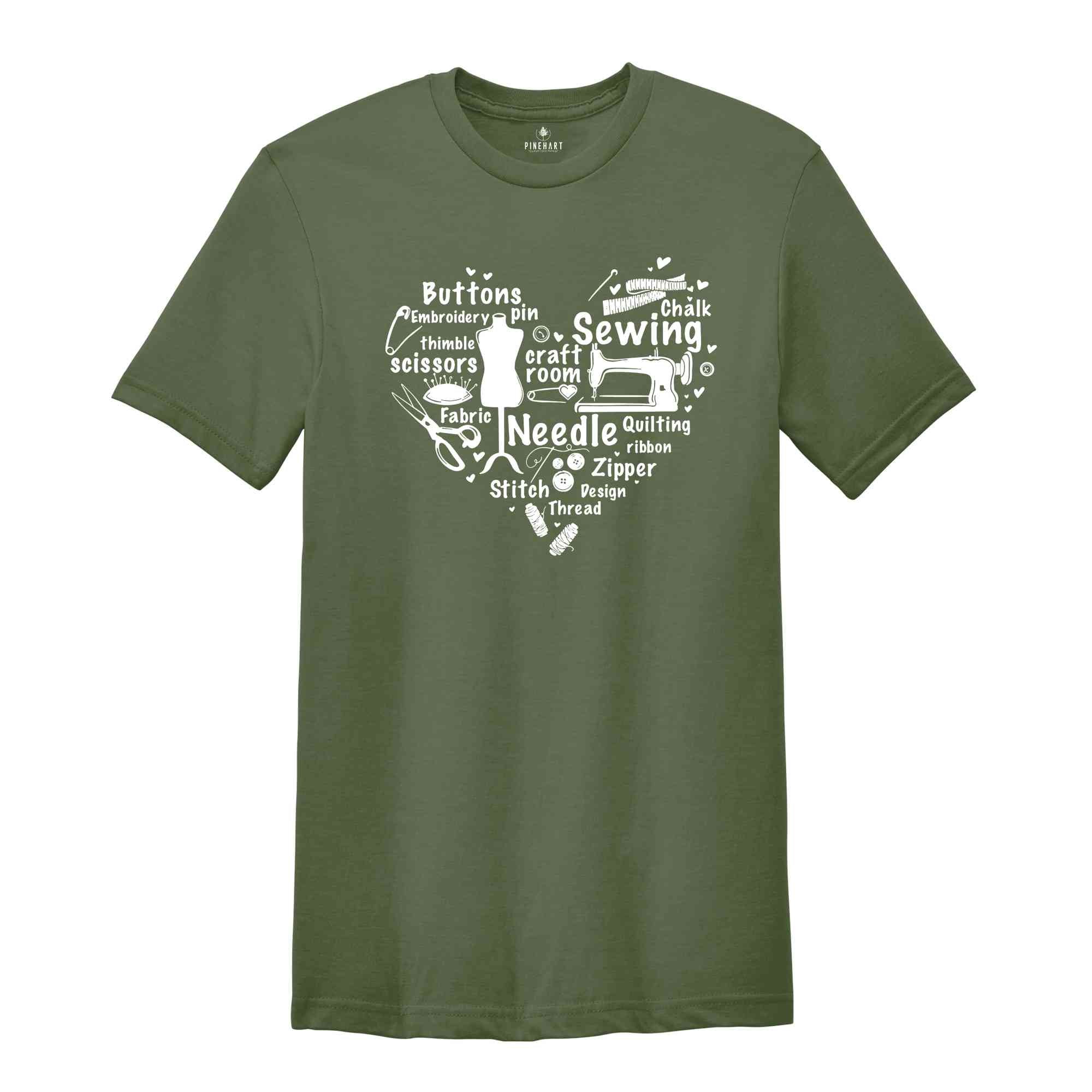 Sewing Heart Shirt, Sewing Machine Shirt, Mom Life Shirt, Craft Room Shirt, Sewing Cameo Shirt, Sewing Lover Shirt