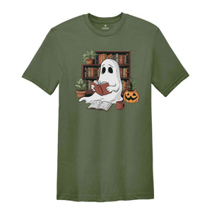 Bookish Ghost Shirt, Spooky Library Shirt, Book Lover Shirt, Reading Shirt, Pumpkin Shirt, Librarian Appreciation Gift