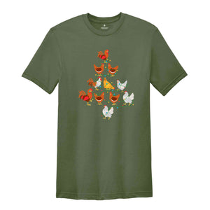 Chicken Christmas Tree Shirt, Farmer Christmas Shirt, Santa Farmer T-Shirt, Christmas Farmer Family, Chicken Christmas Shirt