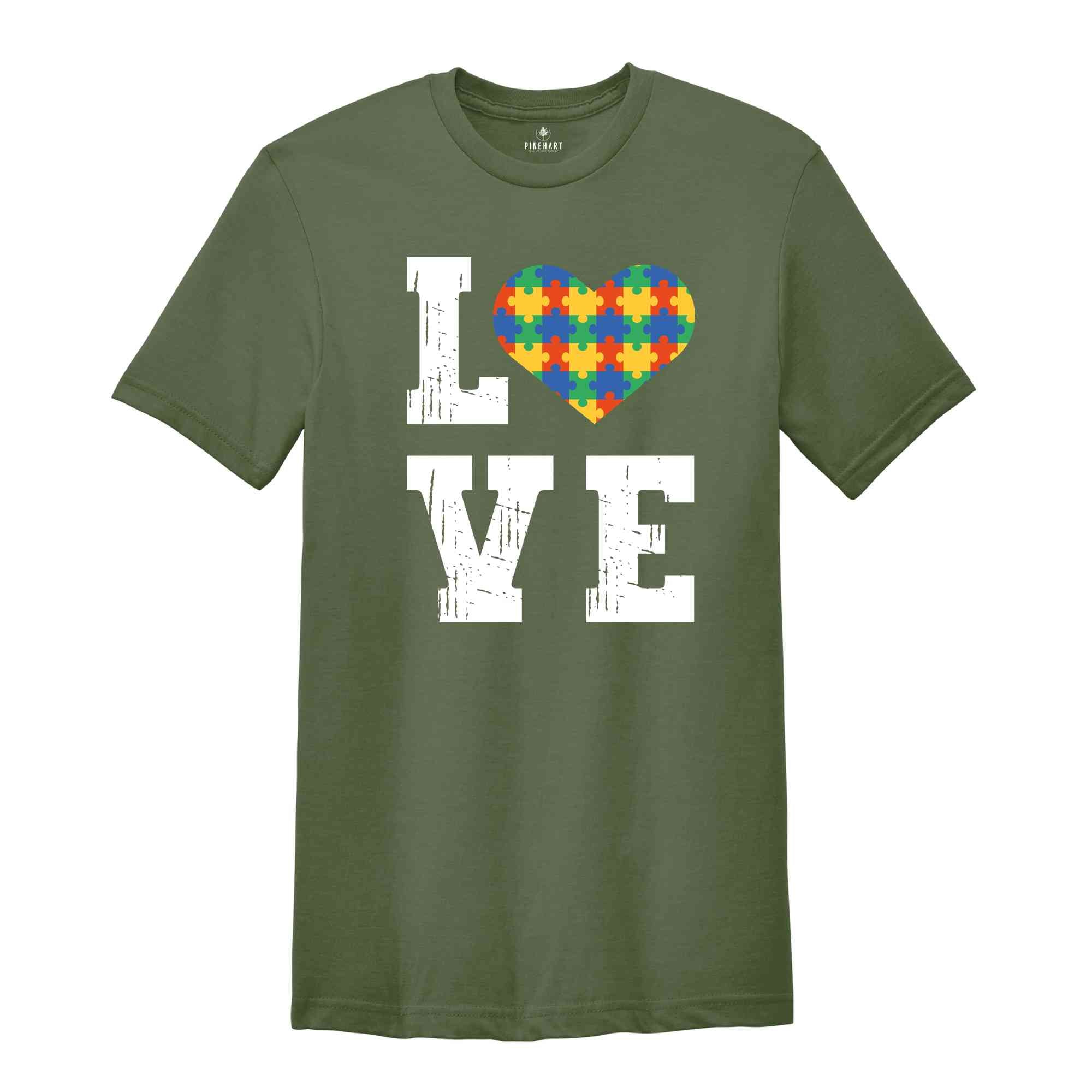 Love Puzzles Autism T-Shirt, Autism Awareness Shirt, Accept Understand Love Shirt, Autism Teacher Shirt, Autism Puzzle Pieces