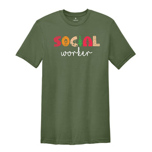 Social Worker Christmas T-Shirt, School Social Worker Gifts, Holiday Social Worker Xmas Gifts, Therapist Shirts