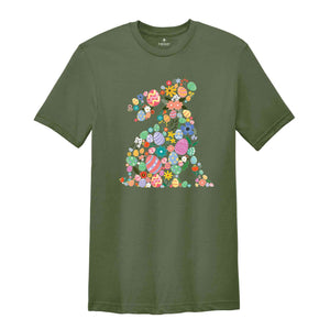 Bunny Flowers Floral Easter Eggs Shirt, Cute Bunny Shirt, Floral Bunny Shirt, Easter Day Gift, Cute Bunny Shirt, Happy Easter Shirt